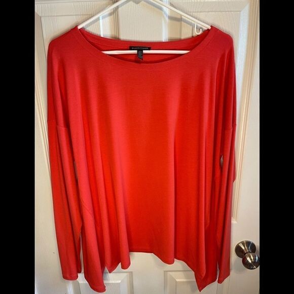 Eileen Fisher orange long sleeved tunic sz L - Picture 4 of 6